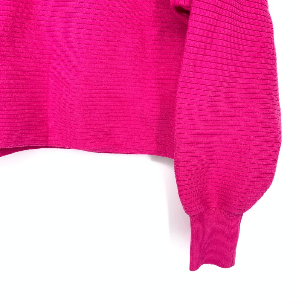 Good American Pullover Boxy Sweater Womens Size 4 US XL Hot Pink Ribbed Knit - Picture 4 of 6